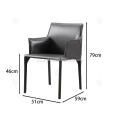 Italian minimalist black saddle leather armrest chairs